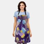 Lively Purple, Yellow, and Blue Abstract Art Apron Schürze (Getragen)
