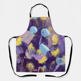 Lively Purple, Yellow, and Blue Abstract Art Apron Schürze