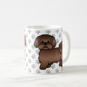 Liver Brown Shih Tzu Niedlicher Cartoon Dog Illust Kaffeetasse (VorderseiteRechts)