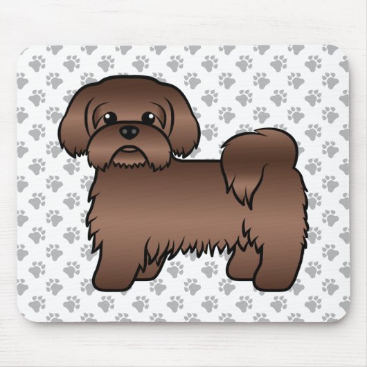 Liver Brown Shih Tzu Niedlicher Cartoon Dog Illust Mousepad (Vorne)