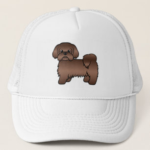 Liver Brown Shih Tzu Niedlicher Cartoon Dog Illust Truckerkappe