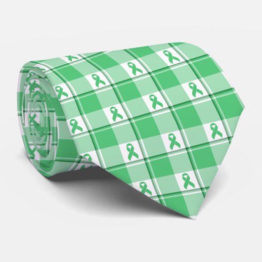 Liver Cancer Awareness Plaid Green Ribbon Krawatte (Gerollt)