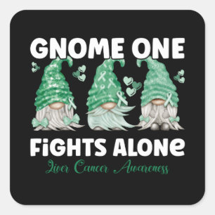 Liver Cancer Emerald Ribbon Gnome Quadratischer Aufkleber