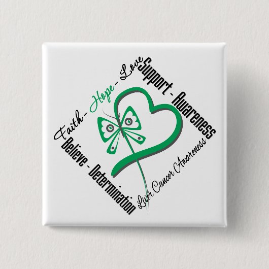 Liver Cancer Faith Hope Liebe Butterfly Button (Vorderseite)