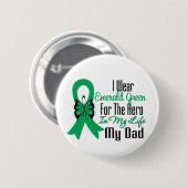 Liver Cancer Ribbon Hero Mein Vater Button (Vorne & Hinten)