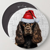 Liver Cocker Spanel Santa Dog Hintergrund Button (Vorne & Hinten)