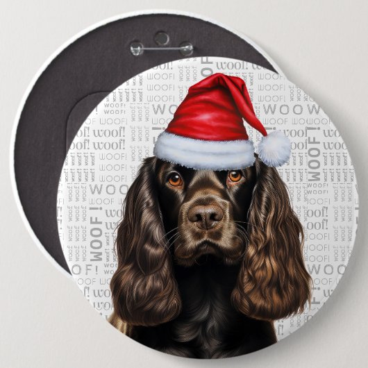 Liver Cocker Spanel Santa Dog Hintergrund Button (Vorne & Hinten)