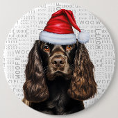 Liver Cocker Spanel Santa Dog Hintergrund Button (Vorderseite)