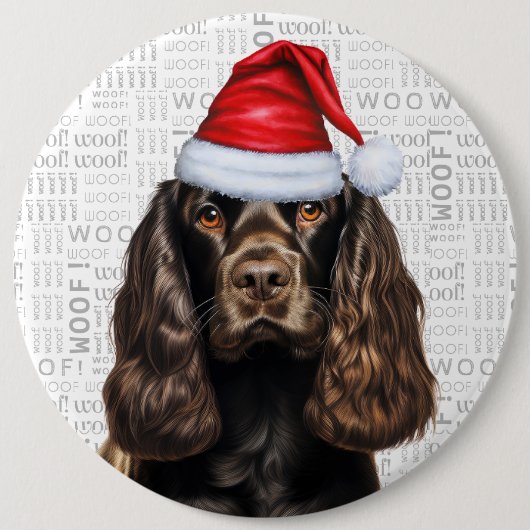 Liver Cocker Spanel Santa Dog Hintergrund Button (Vorderseite)