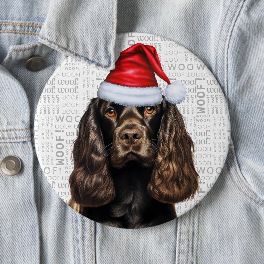 Liver Cocker Spanel Santa Dog Hintergrund Button (Beispiel)