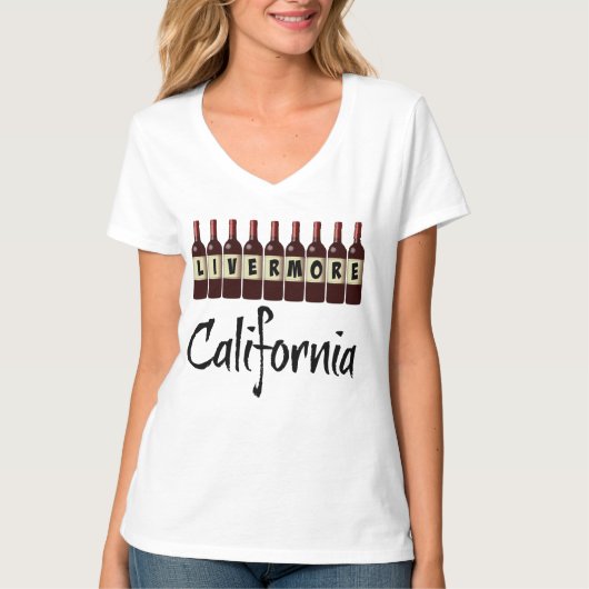 Livermore California Red Wine Bottles Tasting Fun T-Shirt (Vorderseite)