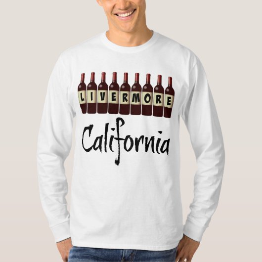 Livermore California Red Wine Bottles Tasting Fun T-Shirt (Vorderseite)