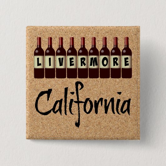 Livermore California Rote Weinflaschen Verkostung Button (Vorderseite)