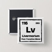 Livermorium (Lv) - Periodic Table of The Elements Button (Vorne & Hinten)