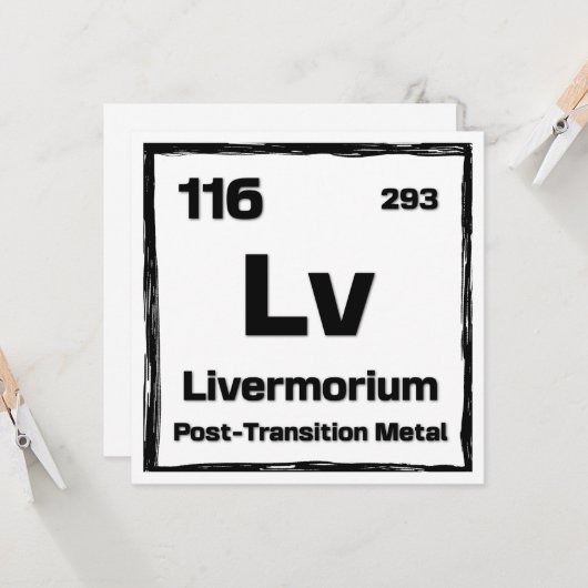 Livermorium (Lv) - Periodic Table of The Elements Karte (Vorderseite/Rückseite Beispiel)