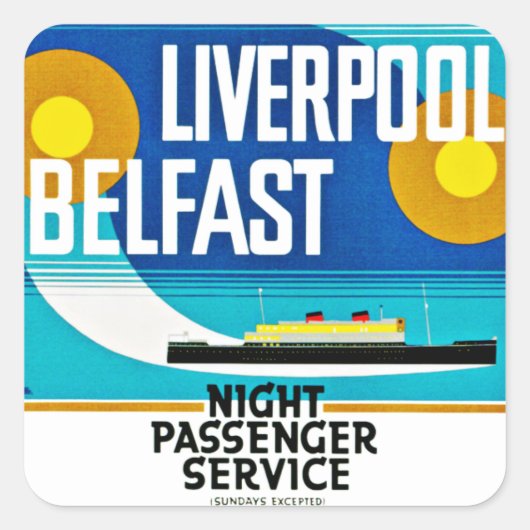 Liverpool - Belfast Ferry Quadratischer Aufkleber (Vorderseite)