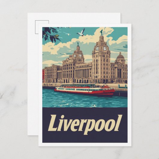 Liverpool England Art Vintage Reise Postkarte (Vorne/Hinten)