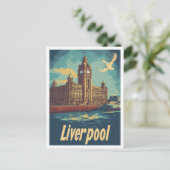 Liverpool England Art Vintage Reise Postkarte (Stehend Vorderseite)