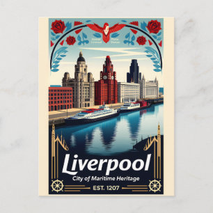 Liverpool England Retro-Reiseplakat-Kunst Feiertagspostkarte