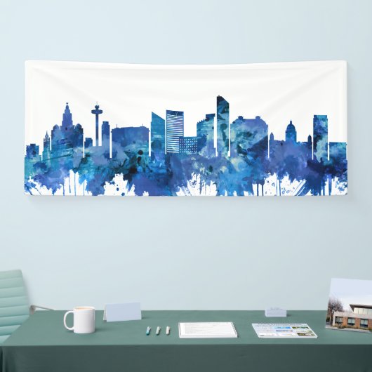 Liverpool England Skyline Blue Banner (Messe)