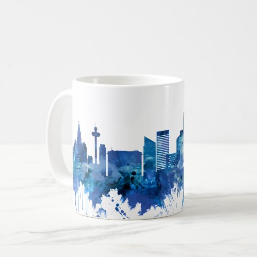 Liverpool England Skyline Blue Kaffeetasse (Vorderseite Links)