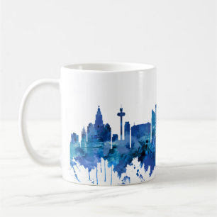 Liverpool England Skyline Blue Kaffeetasse