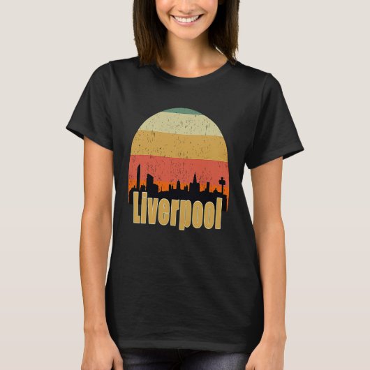 Liverpool England Skyline Silhouette Sunset I Lieb T-Shirt (Vorderseite)