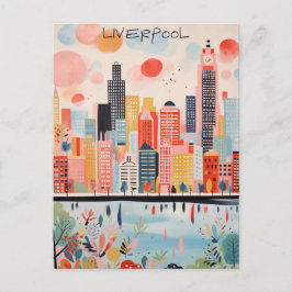 Liverpool England Travel City Painting Aesthetic Postkarte