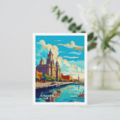 Liverpool England Vintage Reise Postkarte (Stehend Vorderseite)
