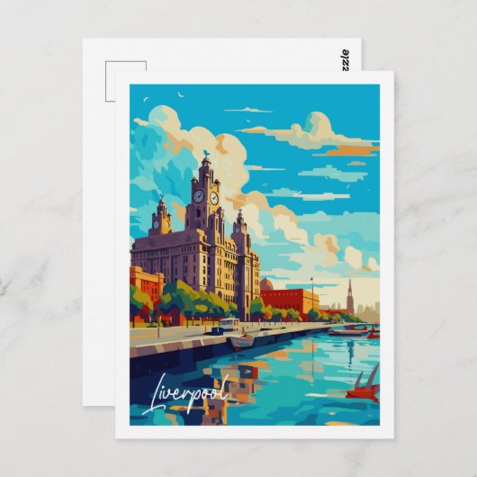 Liverpool England Vintage Reise Postkarte (Vorne/Hinten)