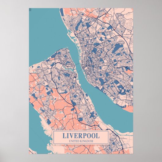 Liverpool - Großbritannien Breezy City Map Poster (Vorne)