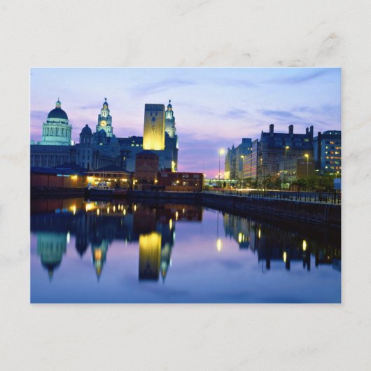 Liverpool in der Nacht, England Postkarte (Vorderseite)