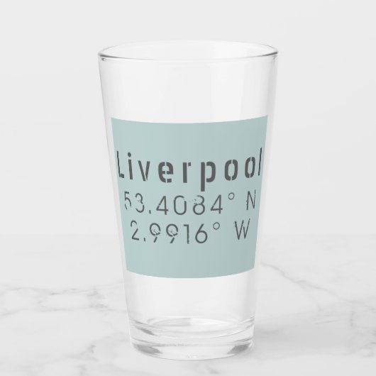 Liverpool Latitude Länge Glas (Vorderseite)