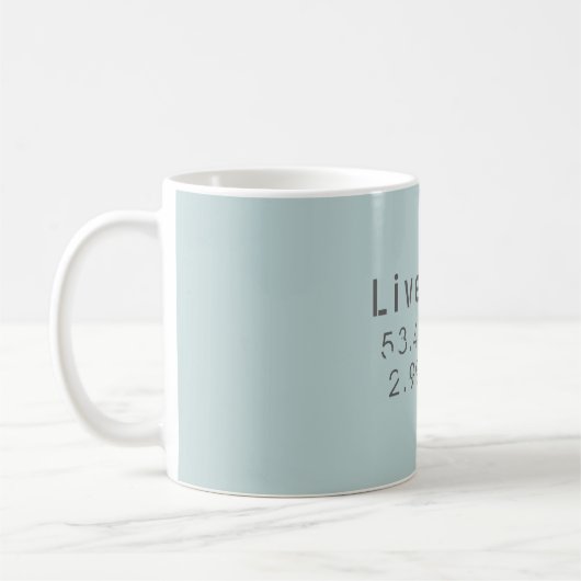 Liverpool Latitude Länge Kaffeetasse (Links)