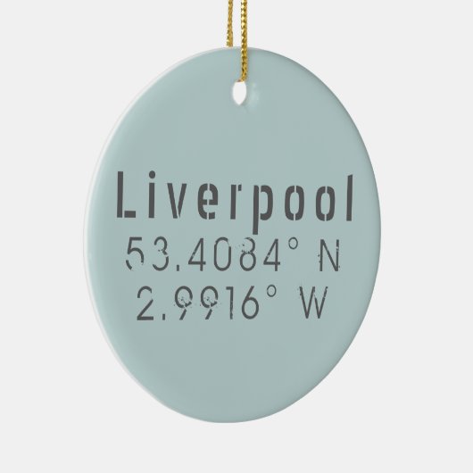 Liverpool Latitude Longitude Keramik Ornament (Rechts)