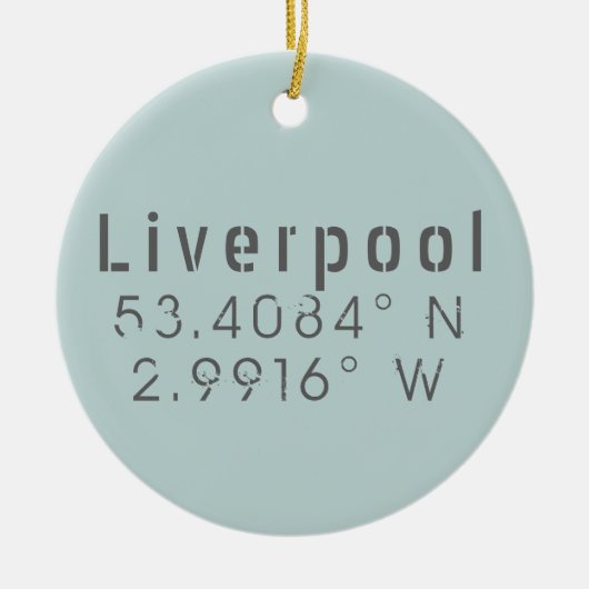 Liverpool Latitude Longitude Keramik Ornament (Vorne)