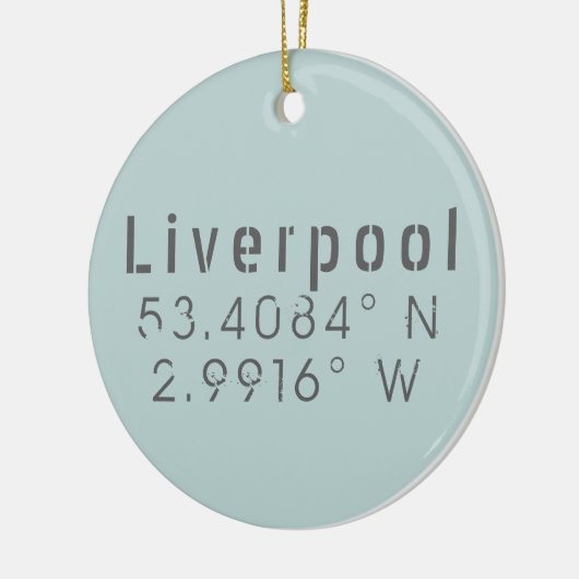 Liverpool Latitude Longitude Keramik Ornament (Links)