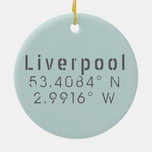 Liverpool Latitude Longitude Keramik Ornament (Hinten)