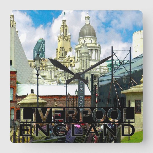 Liverpool Quadratische Wanduhr (Vorderseite)