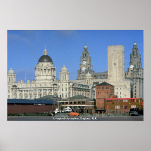 Liverpool-Stadt-Skyline, England, Großbritannien Poster