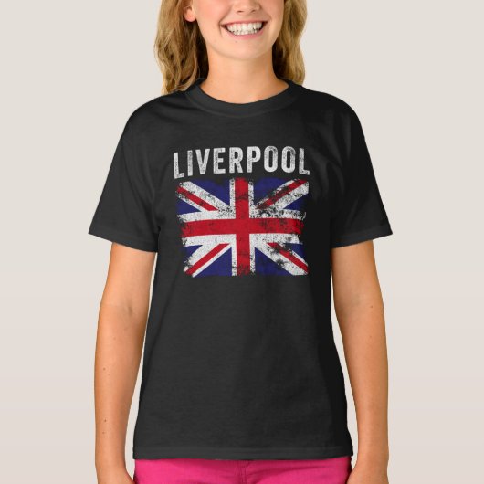 Liverpool UK Flag England Souvenir T-Shirt (Vorderseite)