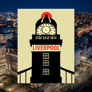 Liverpool UK Minimalistische Uhrturm Reise Postkarte