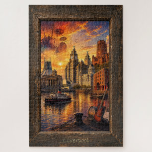 Liverpool UK Musik- und Landmarken-Collage, Puzzle