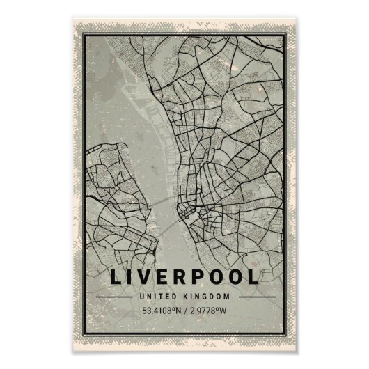 Liverpool united kingdom map print poster canvas (Vorne)
