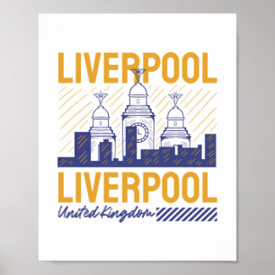 Liverpool Vereinigtes Königreich Retro-Silhouette- Poster