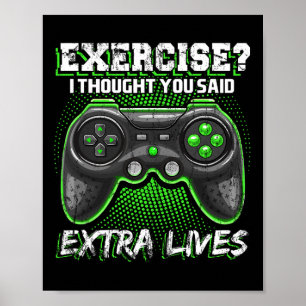 Lives Funny Video Game Controller Retro Gamer Boys Poster