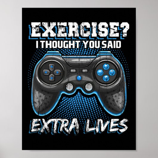 Lives Funny Video Game Controller Retro Gamer Boys Poster (Vorne)