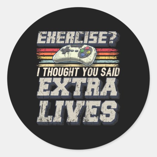 Lives Funny Video Game Controller Retro Gamer Boys Runder Aufkleber (Vorderseite)