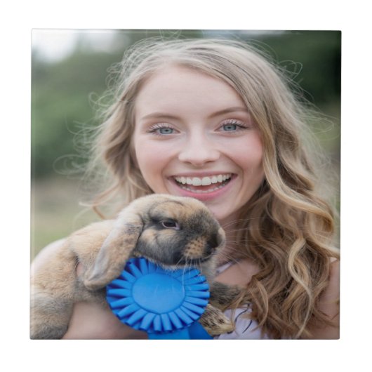 Livestock Show Rabbit Photo Customize Fliese (Vorderseite)
