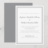 Livestream Wedding Simple Gray White Minimalistisc Einladung (Vorne/Hinten)